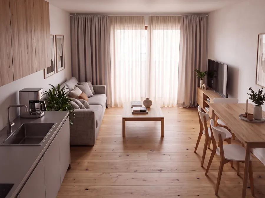 Render interior: Salón-comedor