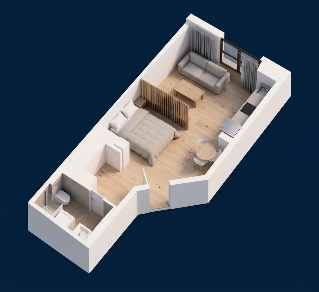 Isométrico 3D de la tipología A